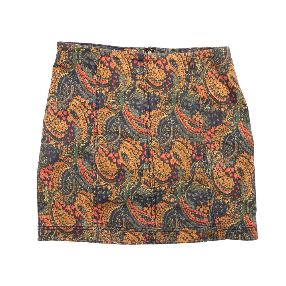 Free People Paisley Mini Skirt Tapestry brown fall Practical Magic 90s Y2k sz 12